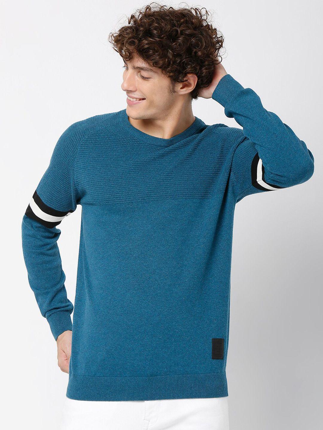 mufti-men-blue-solid-pullover