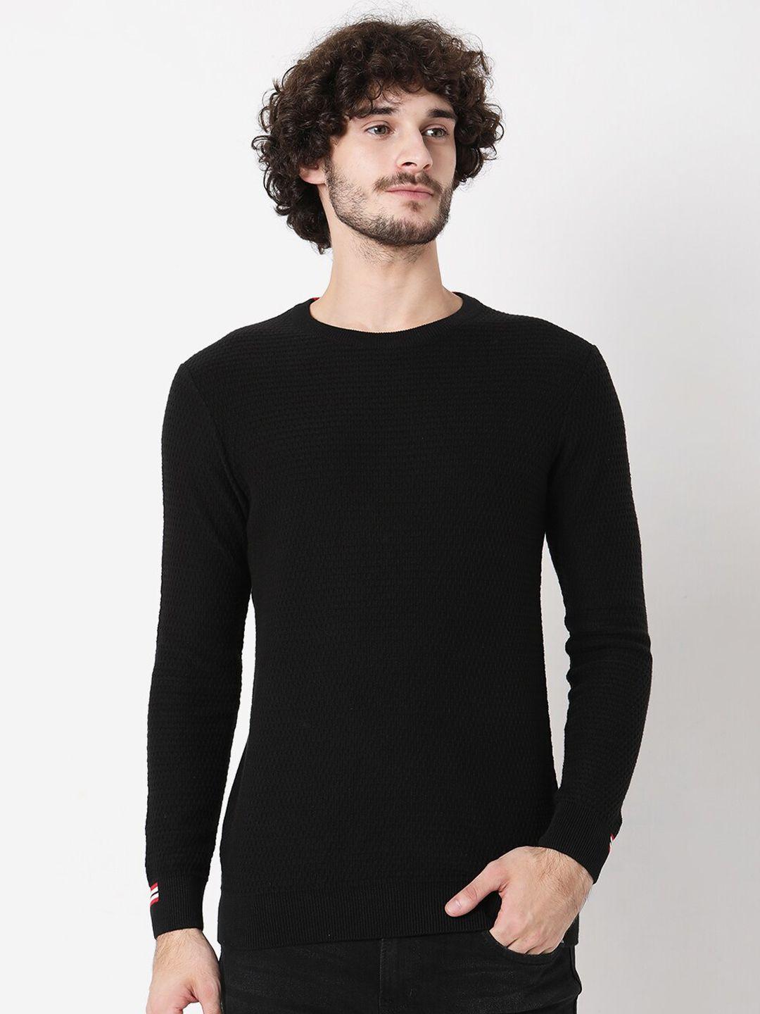 mufti-men-black-solid-full-sleeves-pullover