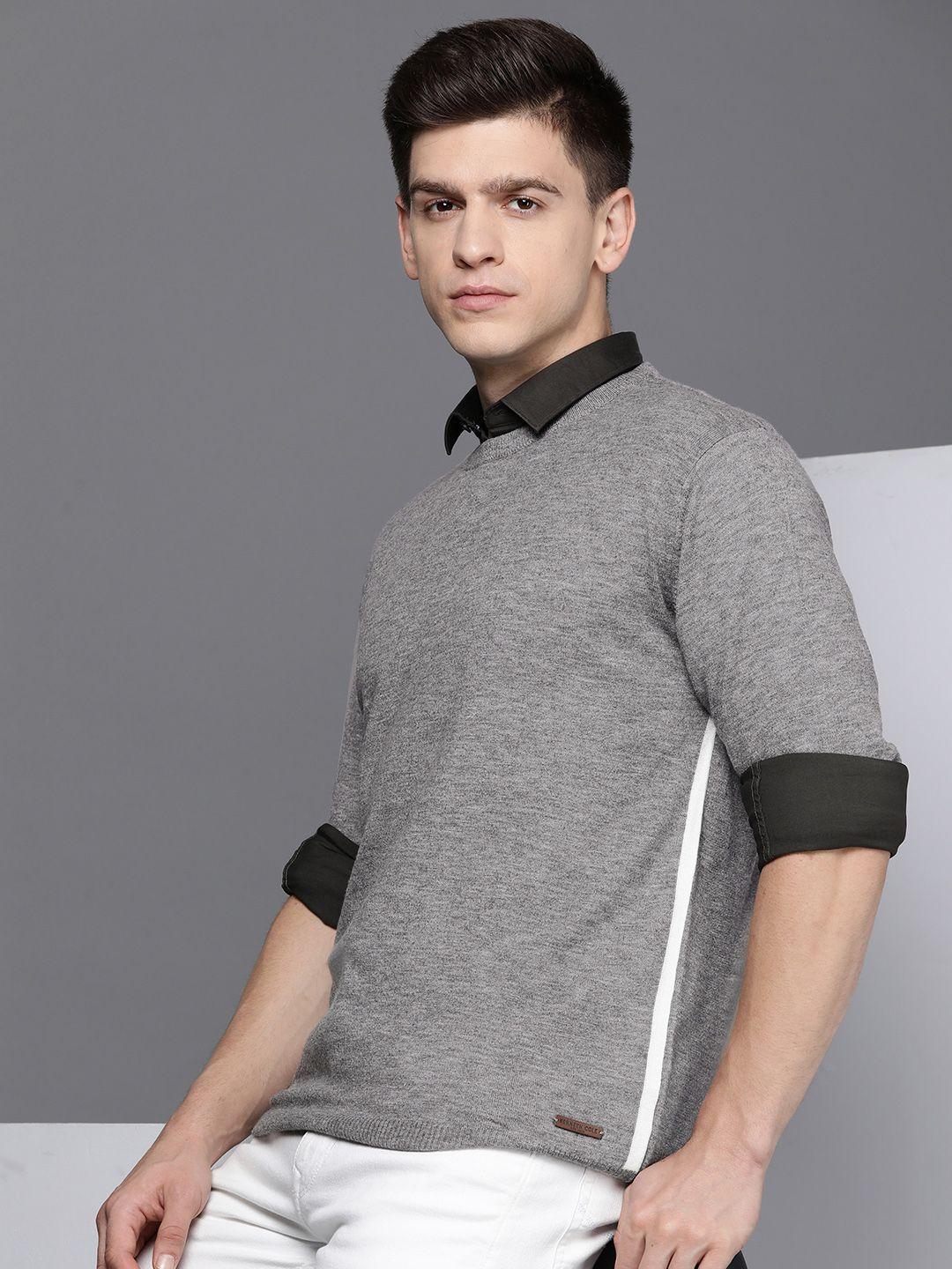 kenneth-cole-men-grey-solid-pullover