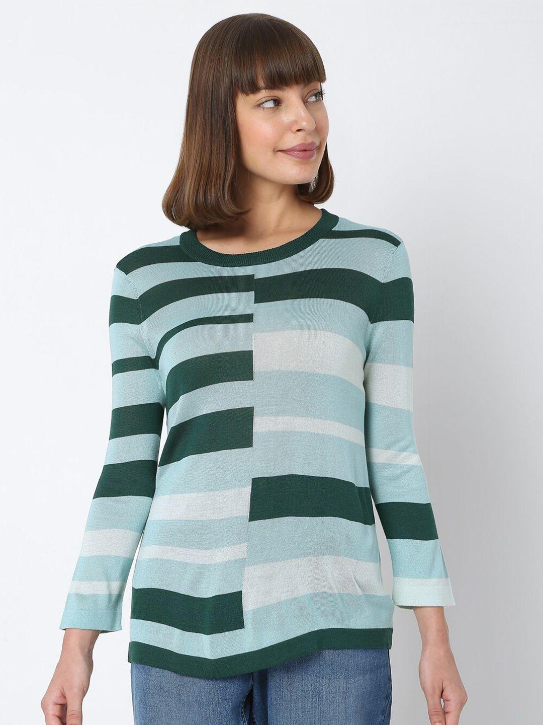 vero-moda-women-green-&-blue-striped-sweater
