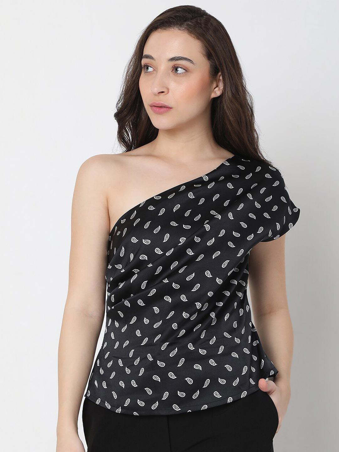 vero-moda-black-&-white-geometric-printed-one-shoulder-top