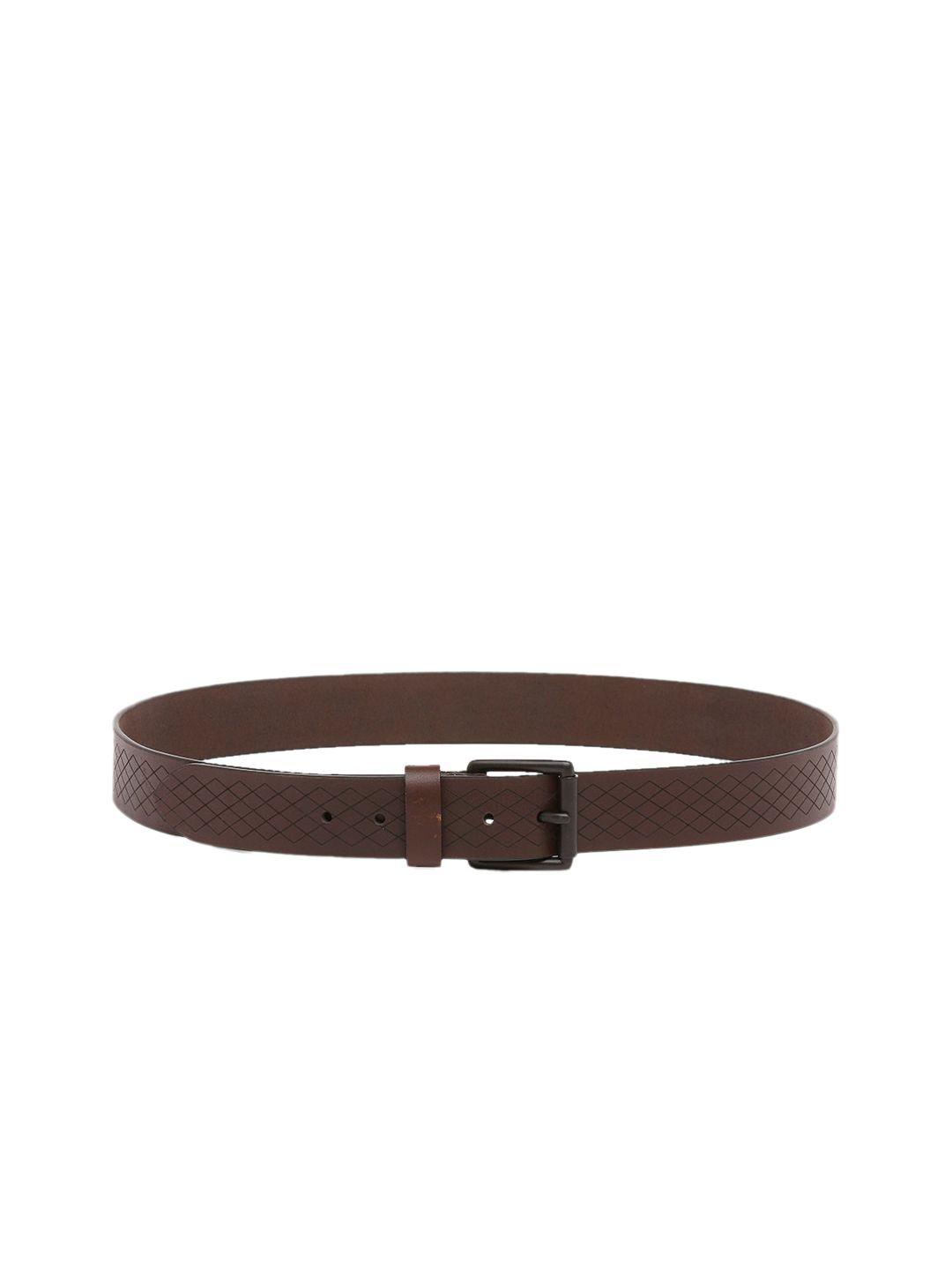 spykar-men-brown-textured-leather-belt