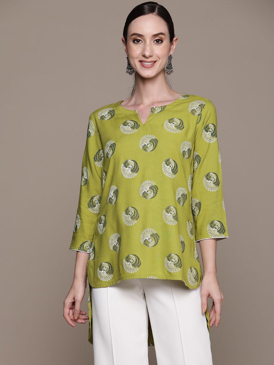 ziyaa-green-printed-tunic