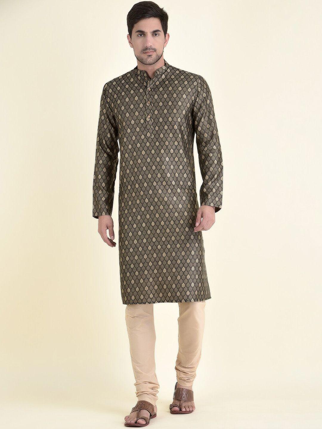tabard-men-brown-cotton-printed-kurta