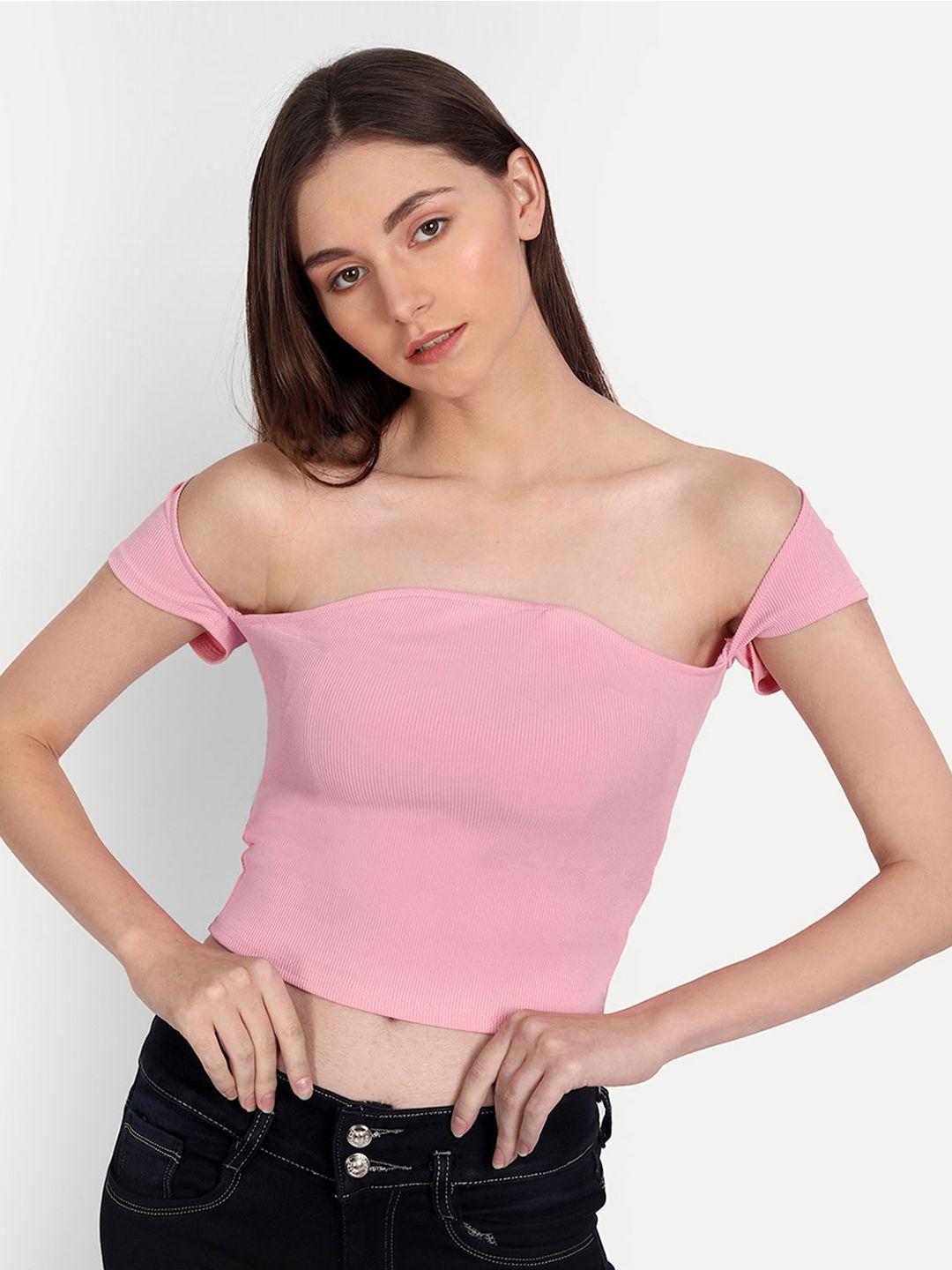 iki-chic-pink-off-shoulder-crop-top
