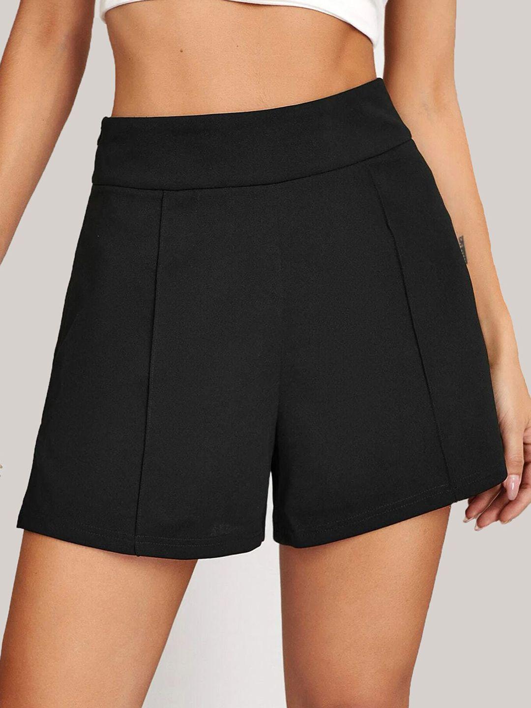 addyvero-women-black-loose-fit-high-rise-sports-shorts