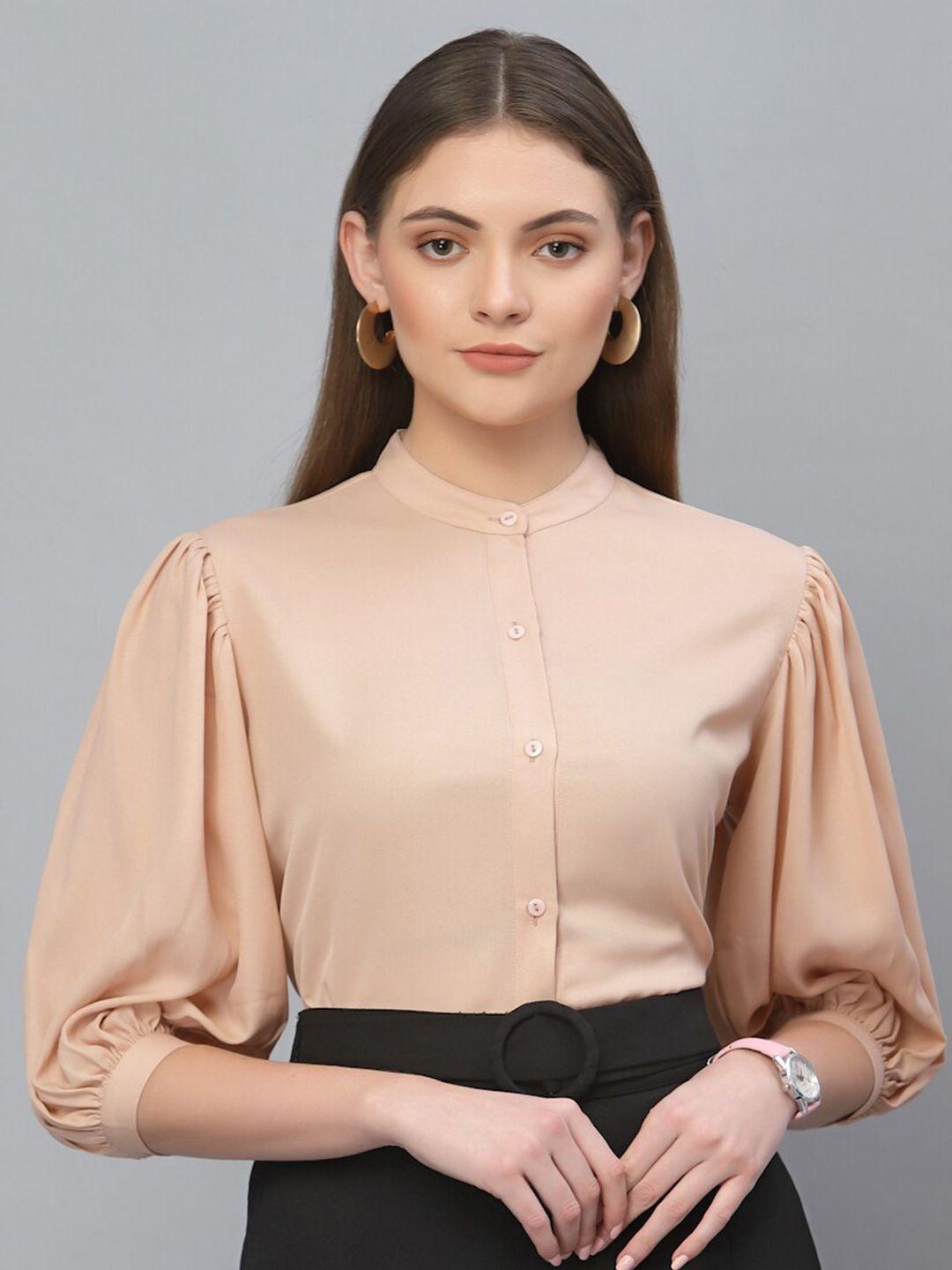 style-quotient-women-nude-coloured-formal-shirt