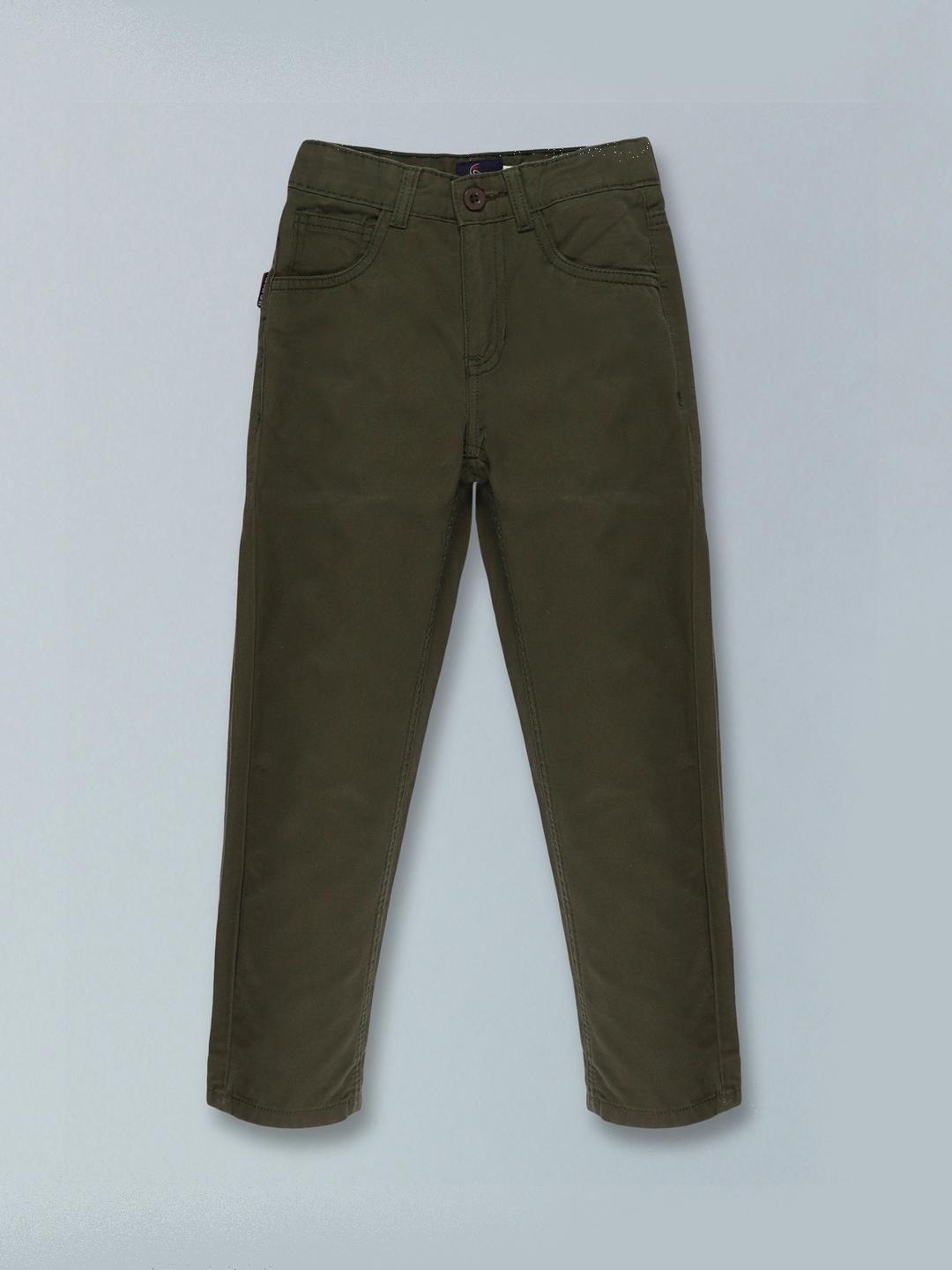 kiddopanti-boys-olive-green-solid-casual-trousers