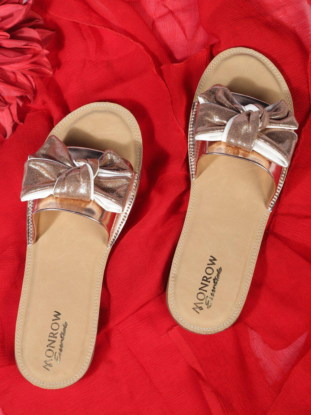 monrow-women-rose-gold-open-toe-flats-with-bow