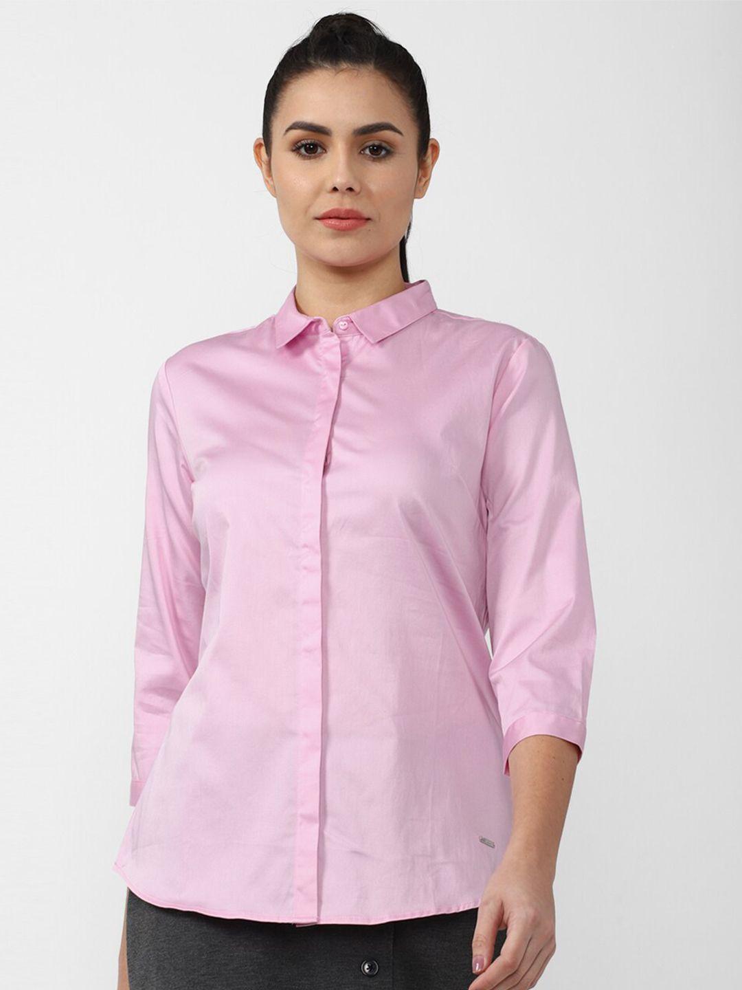 van-heusen-woman-women-pink-solid-casual-shirt