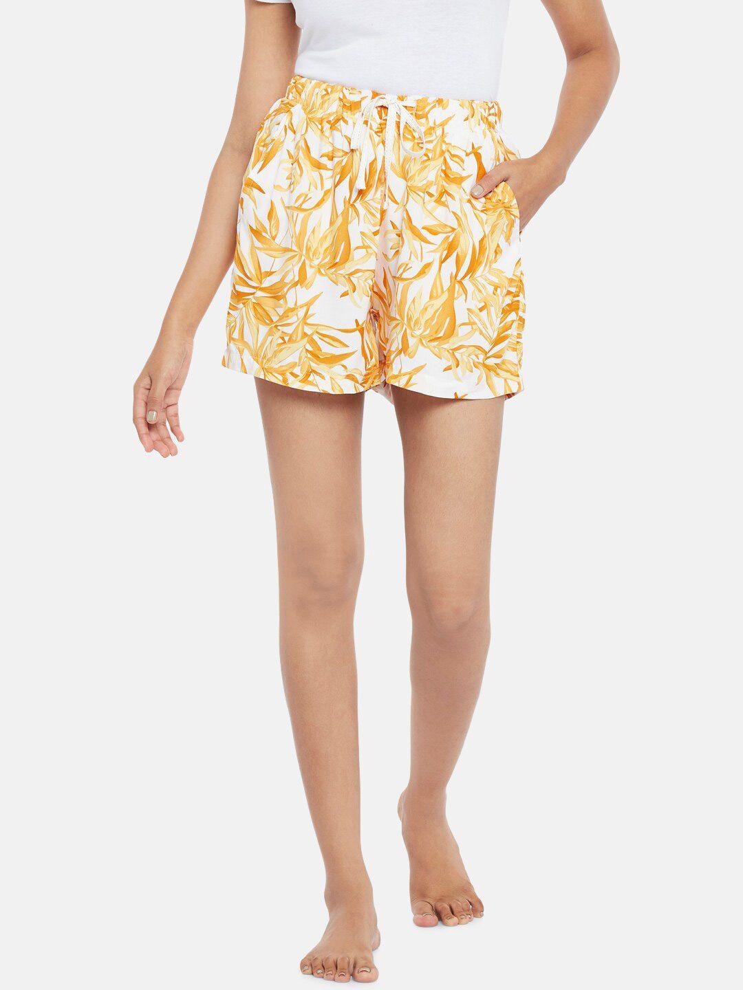 dreamz-by-pantaloons-women-orange-&-white-printed-lounge-shorts