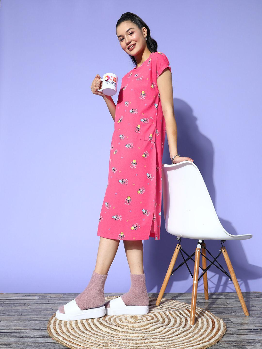 dressberry-bright-fuchsia-graphic-print-joyful-retreat-nightdress
