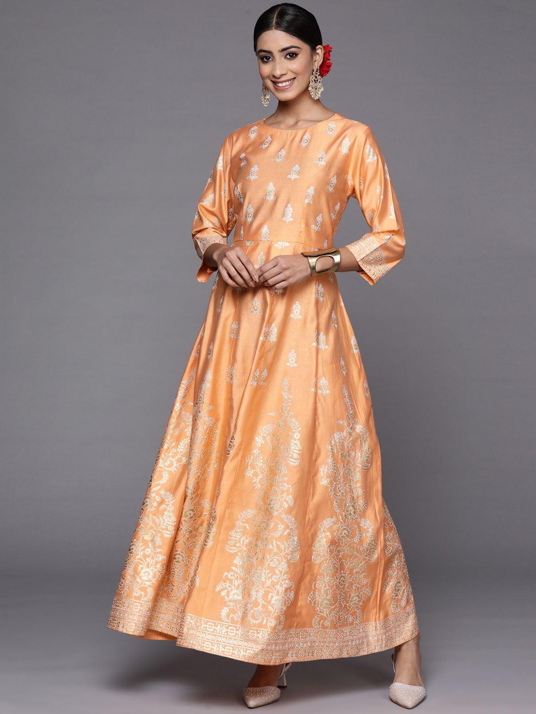 indo-era-peach-coloured-&-white-floral-printed-liva-ethnic-maxi-dress