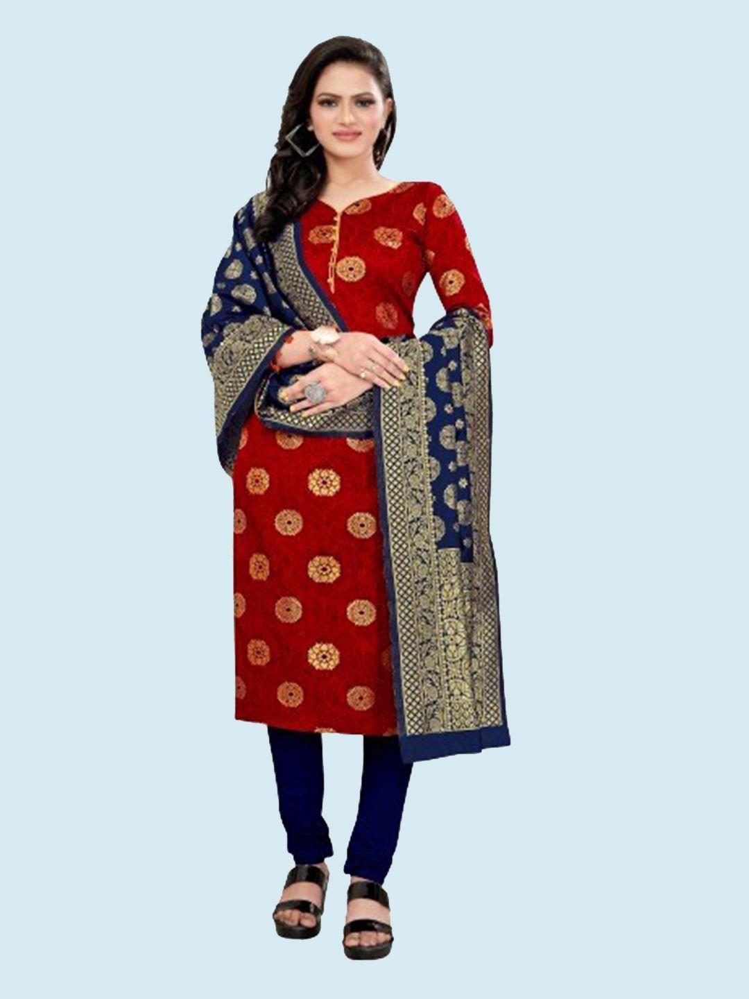 morly-red-&-black-dupion-silk-unstitched-dress-material