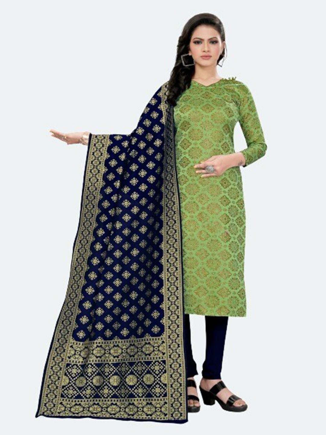 morly-green-&-blue-dupion-silk-unstitched-dress-material