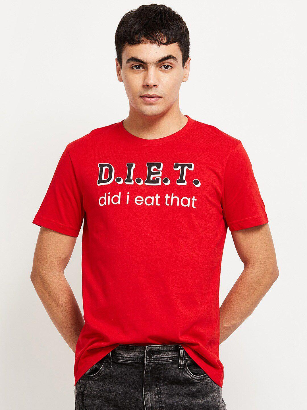 max-men-red-typography-printed-short-sleeves-t-shirt