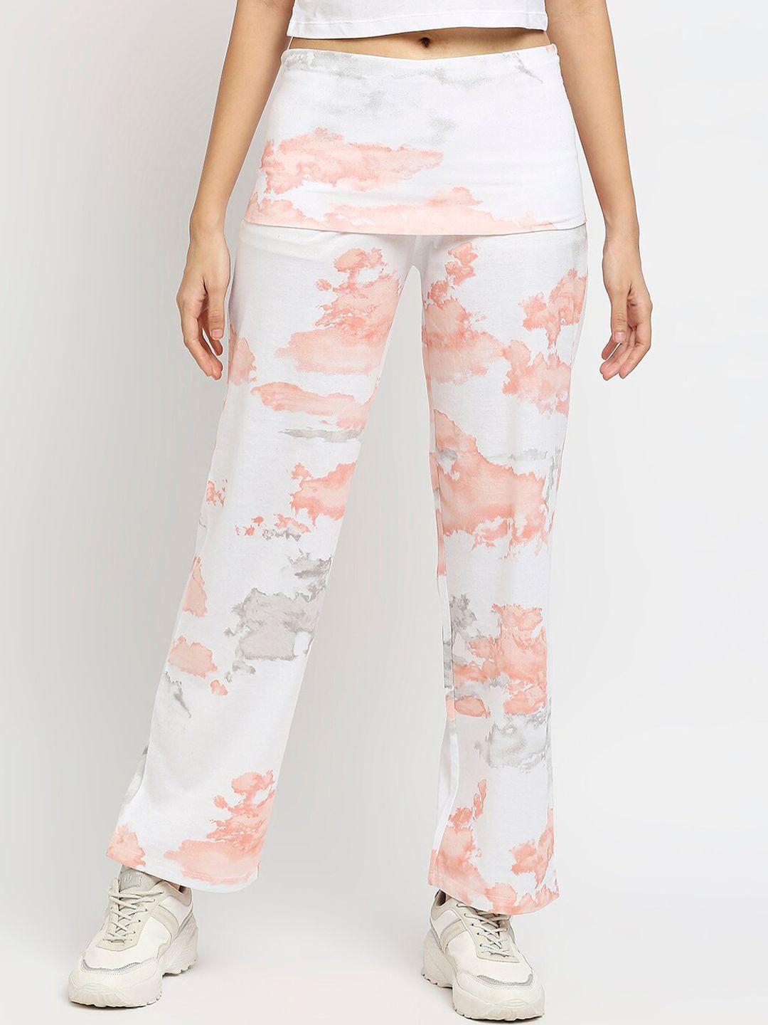 effy-women-white-printed-organic-cotton-track-pants