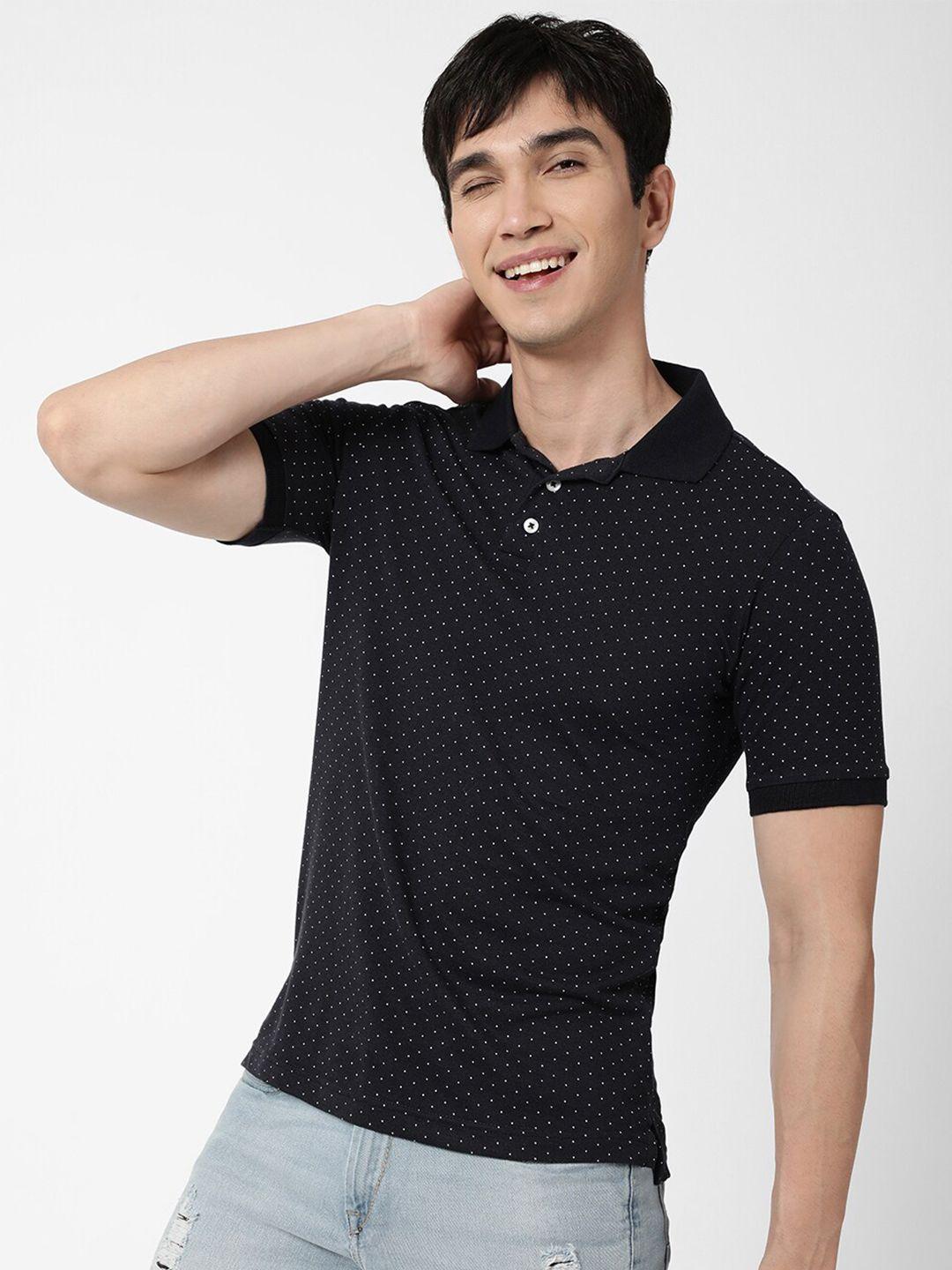 vastrado-men-black-printed-polo-collar-cotton-t-shirt