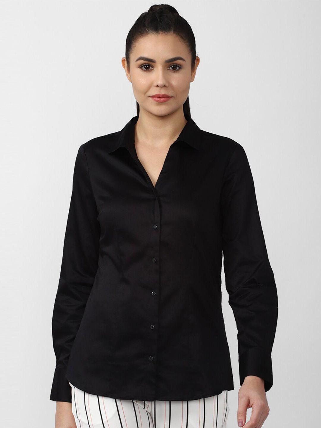 van-heusen-woman-women-black-solid-casual-shirt