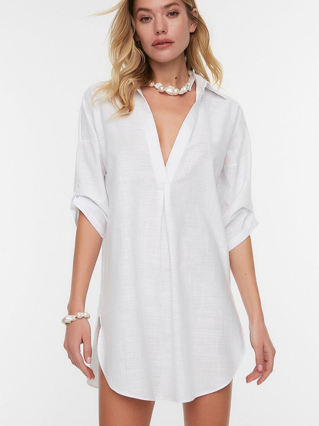 trendyol-women's-white-shirt-mini-dress