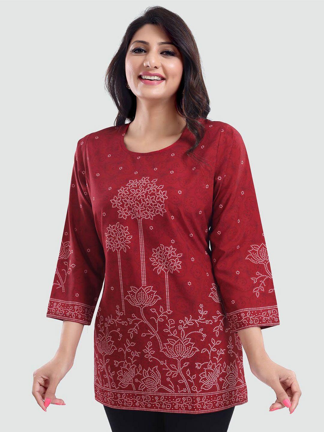 saree-swarg-women-red-floral-printed-kurti