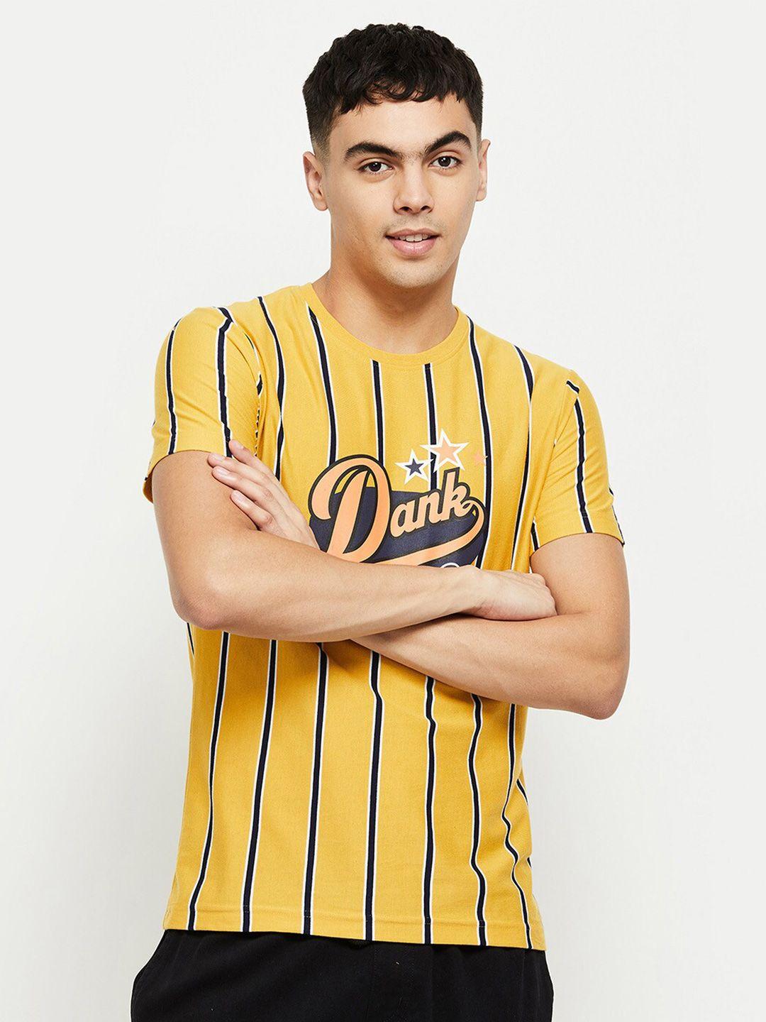 max-men-yellow-striped-and-typography-print-t-shirt