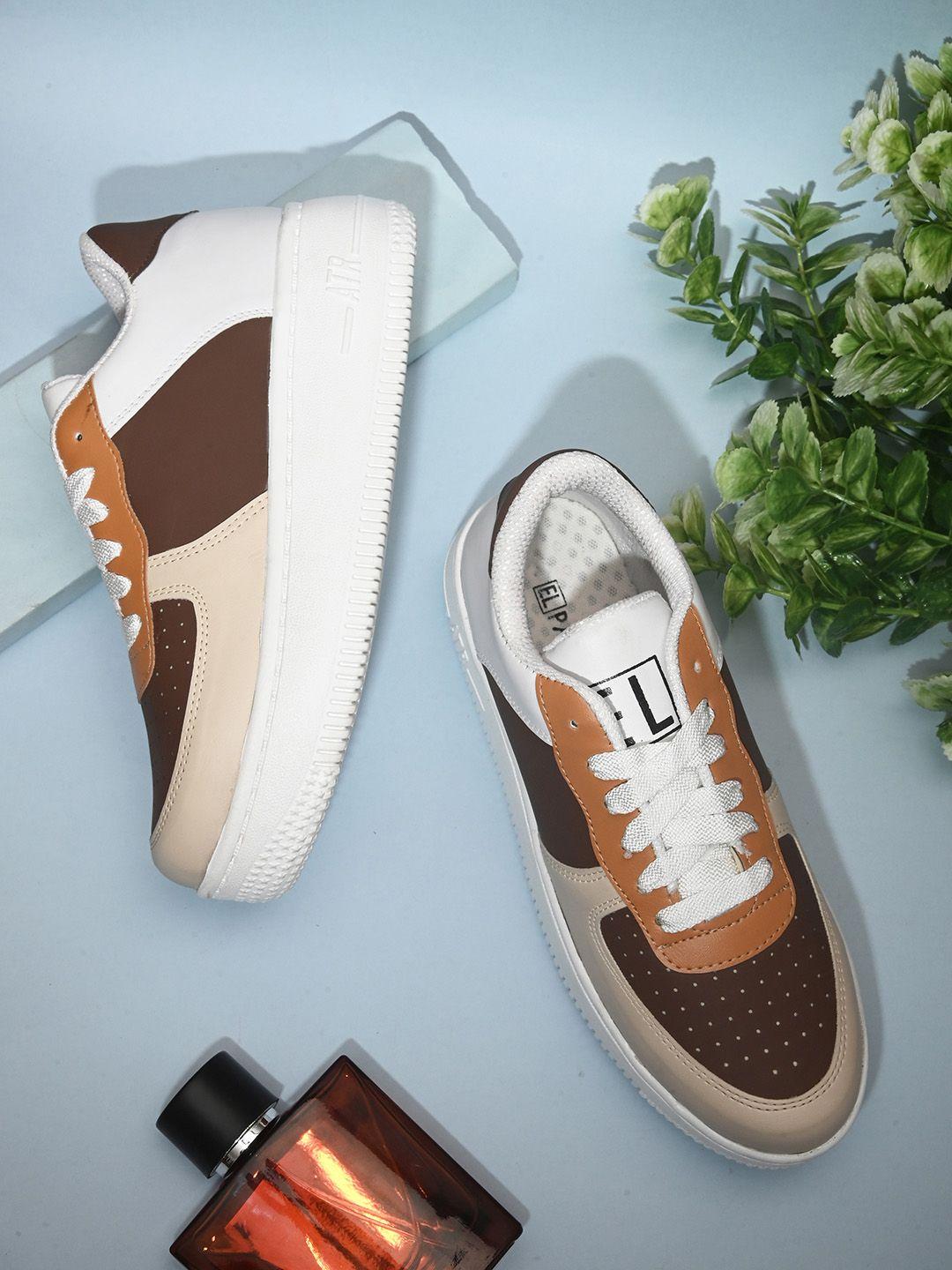el-paso-women-brown-colourblocked-sneakers