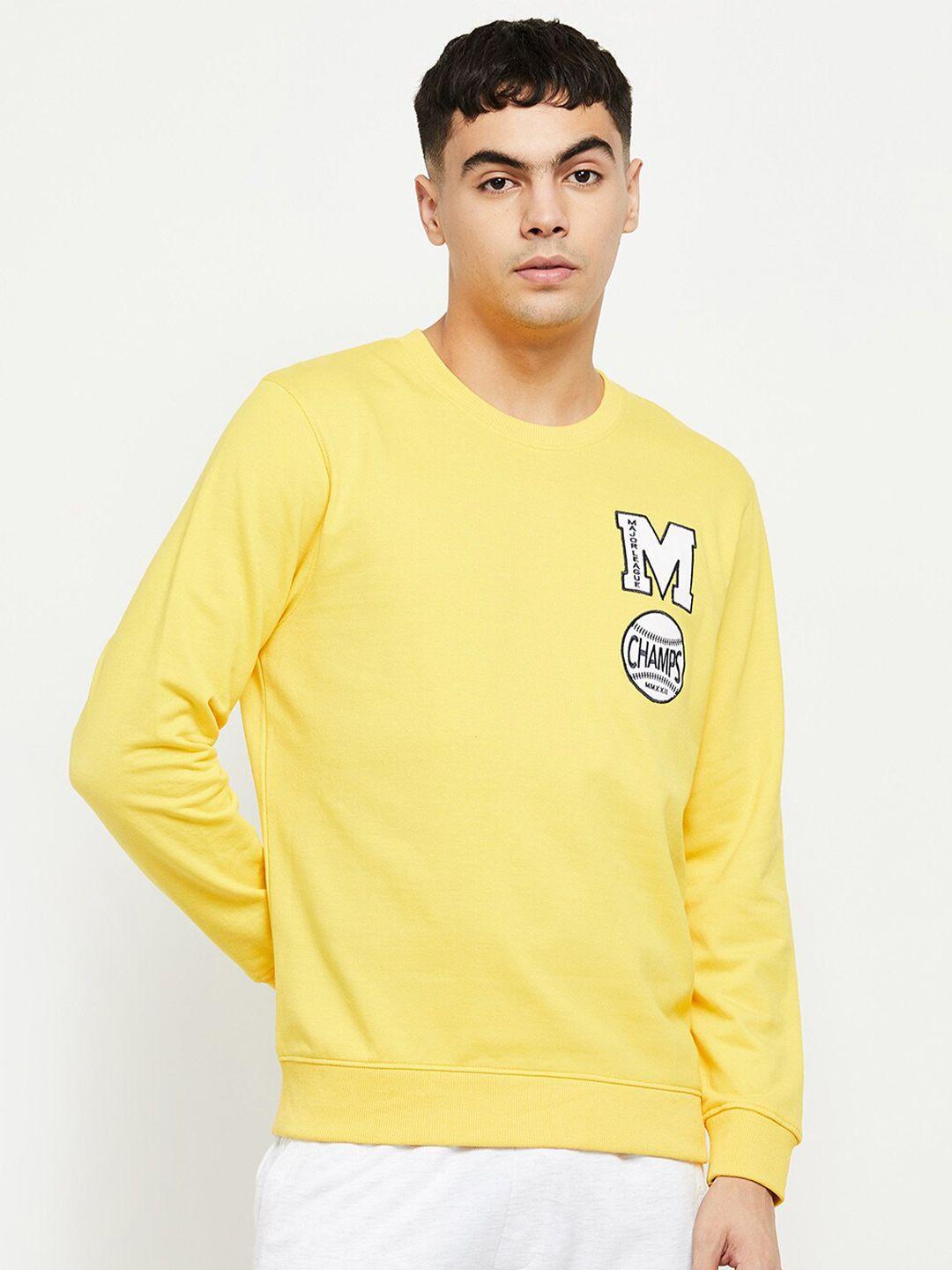 max-men-yellow-solid-sweatshirt