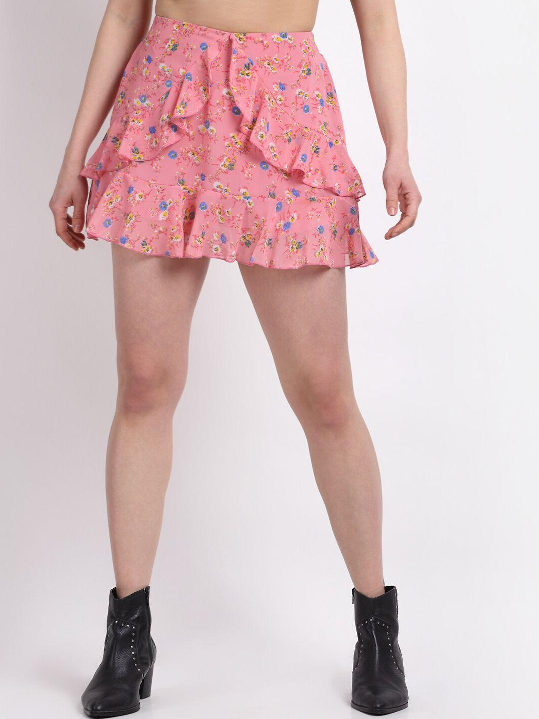 la-zoire-women-pink-printed-skirt-with-frill