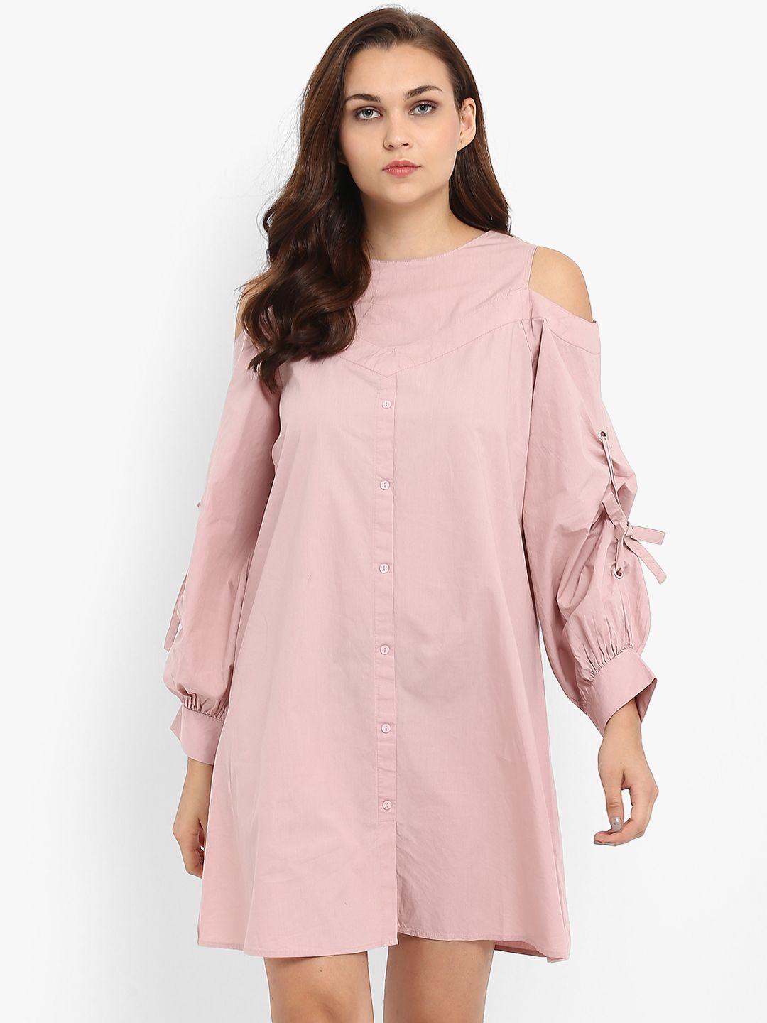 athah-women-pink-a-line-cotton-dress