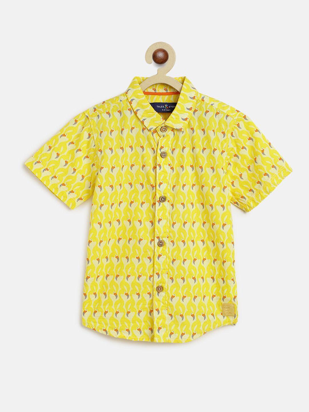 tales-&-stories-boys-yellow-printed-casual-shirt