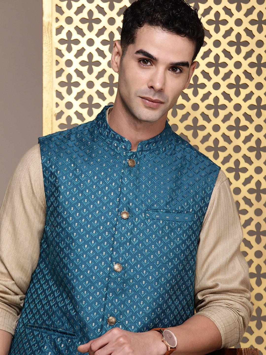house-of-pataudi-woven-design-mandarin-collar-rozana-sequinned-nehru-jacket