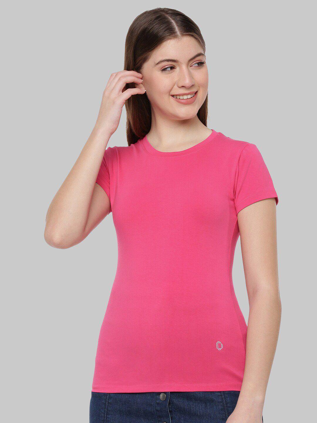 dollar-missy-women-pink-anti-odour-slim-fit-t-shirt