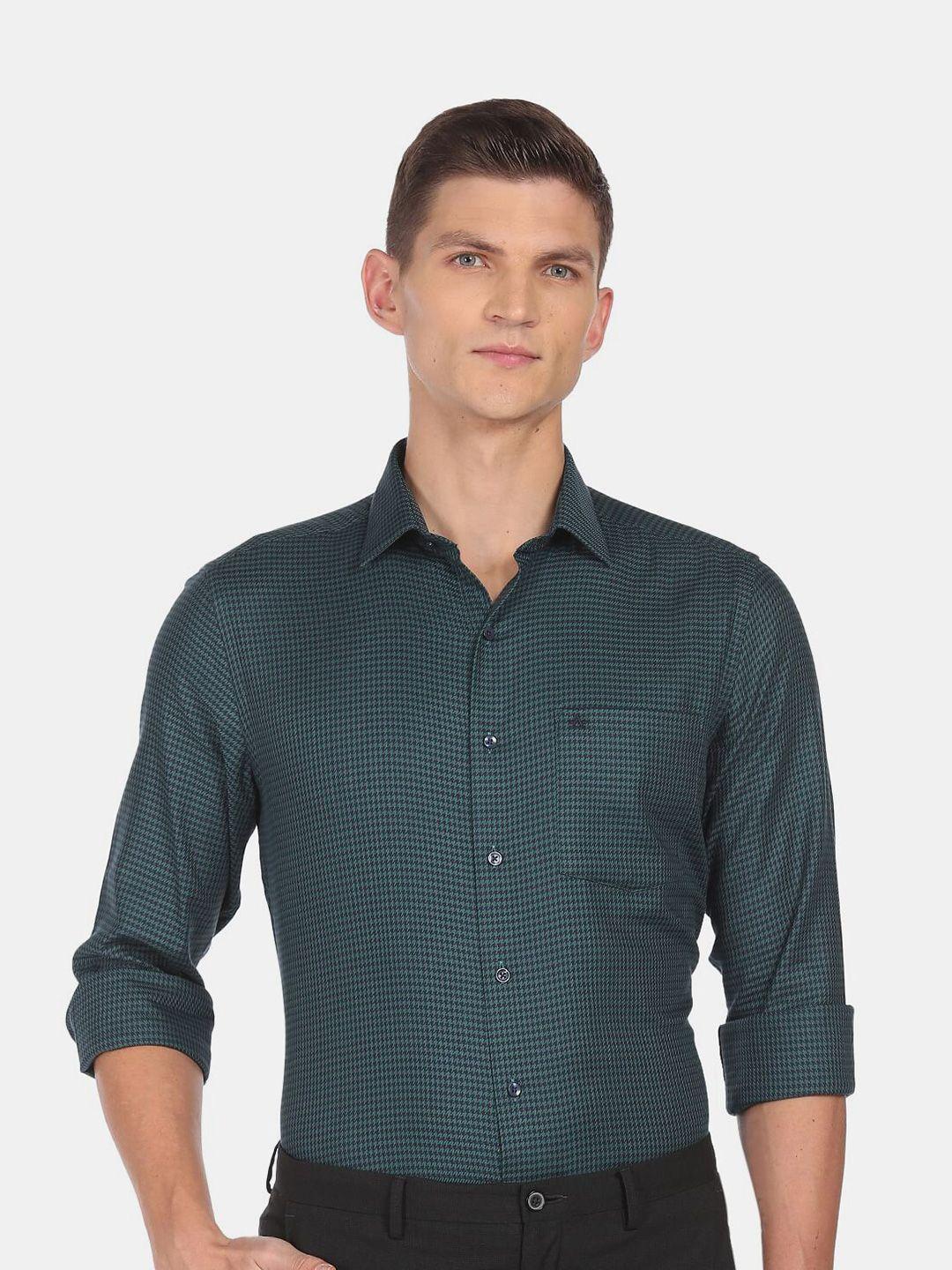 arrow-men-green-micro-checks-printed-casual-shirt