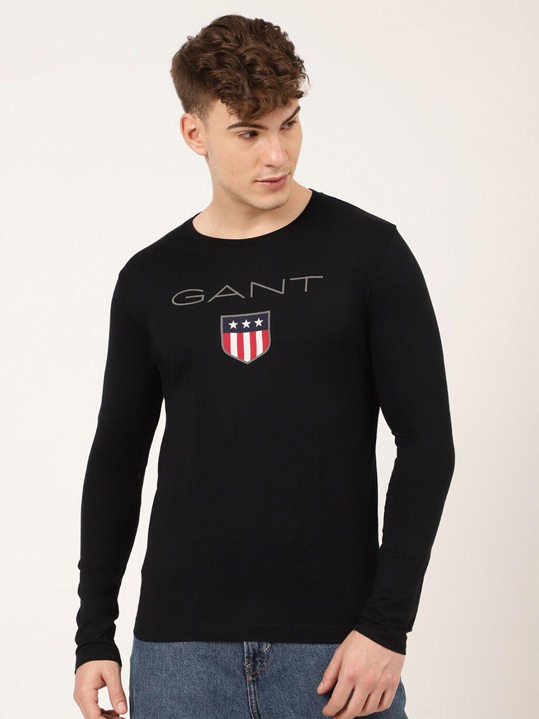 gant-men-black-typography-printed-applique-t-shirt
