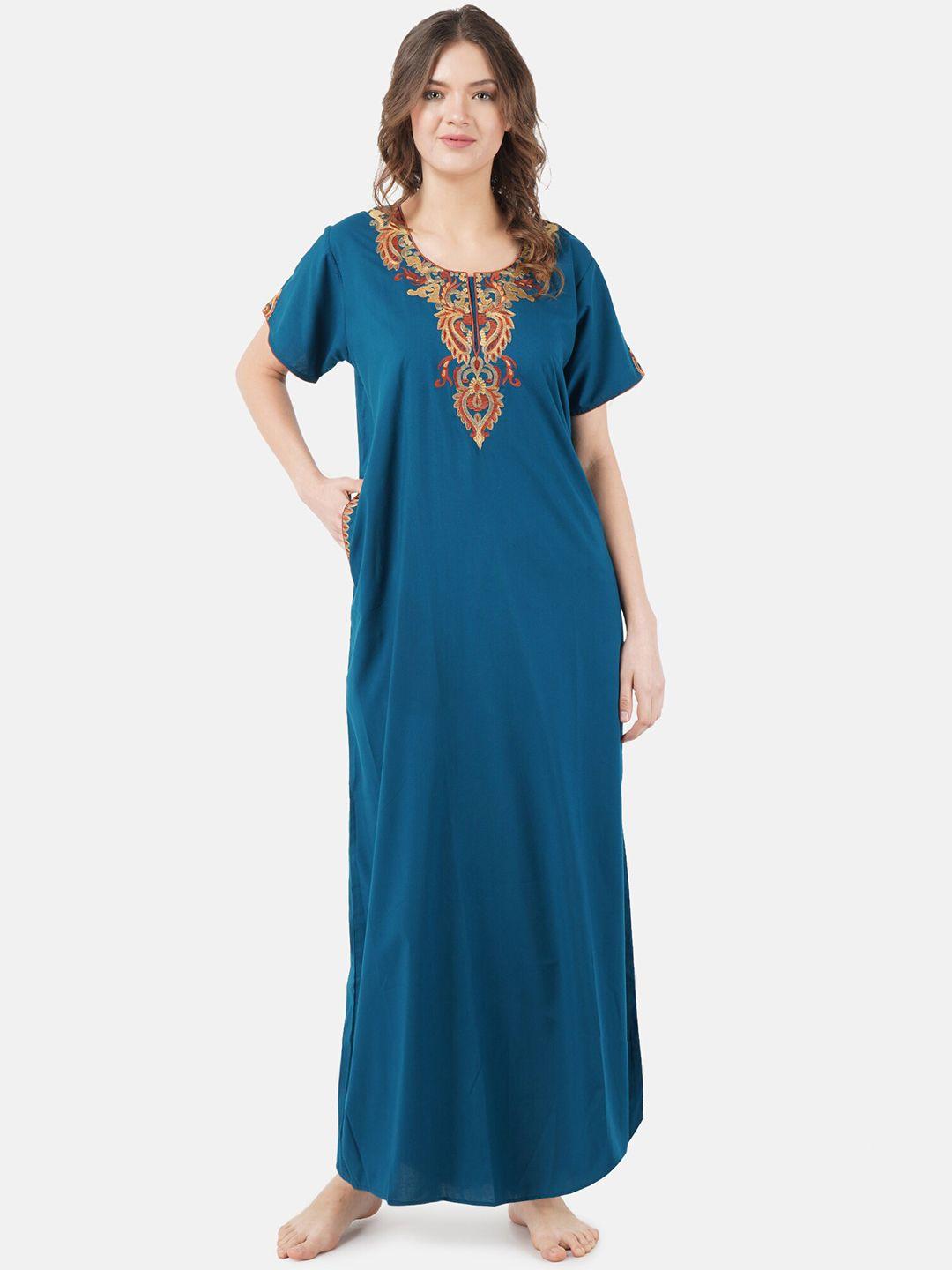 koi-sleepwear-women-blue-embroidered-maxi-nightdress