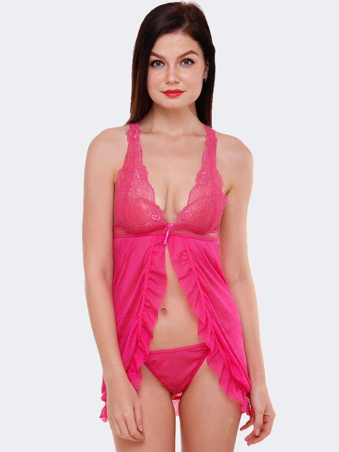 fleurt-women-pink-printed-baby-doll-with-asymmetric-night-wear