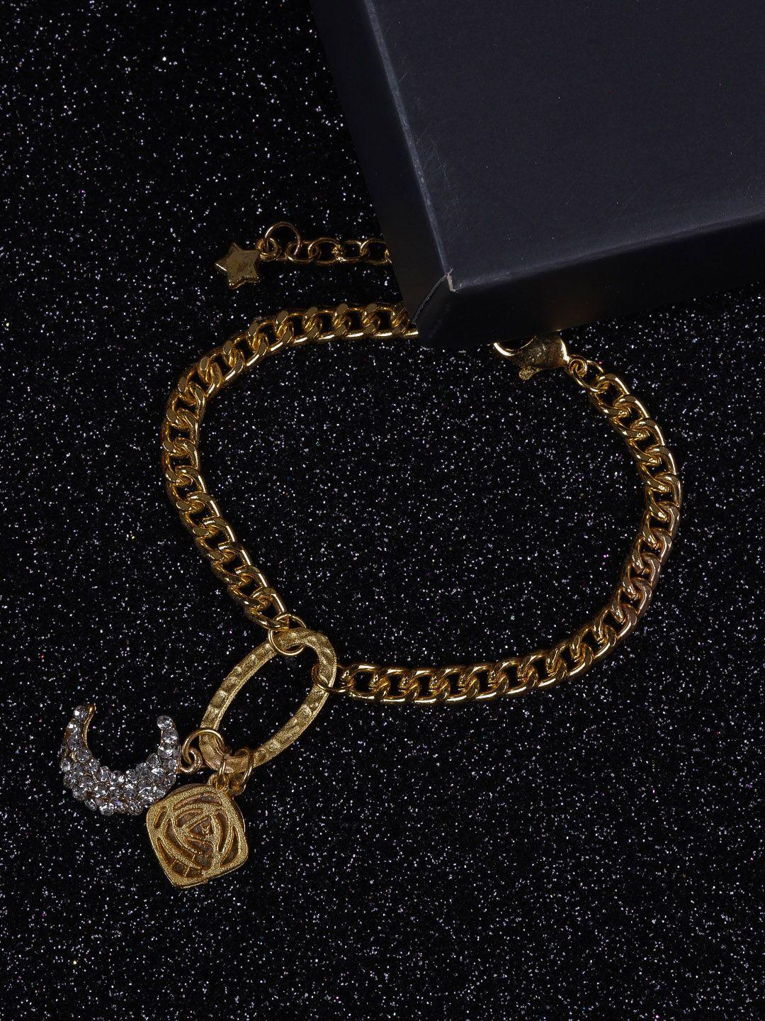 dressberry-women-silver-toned-gold-plated-link-bracelet
