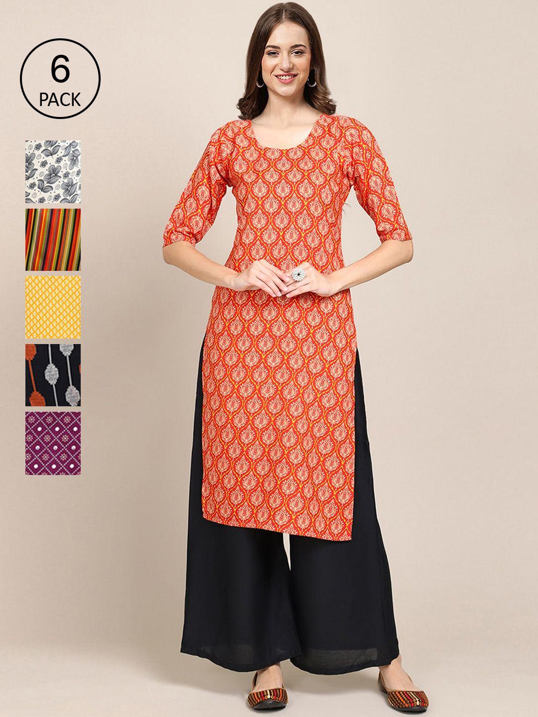 1-stop-fashion-women-orange-&-yellow-ethnic-motifs-printed-crepe-kurta