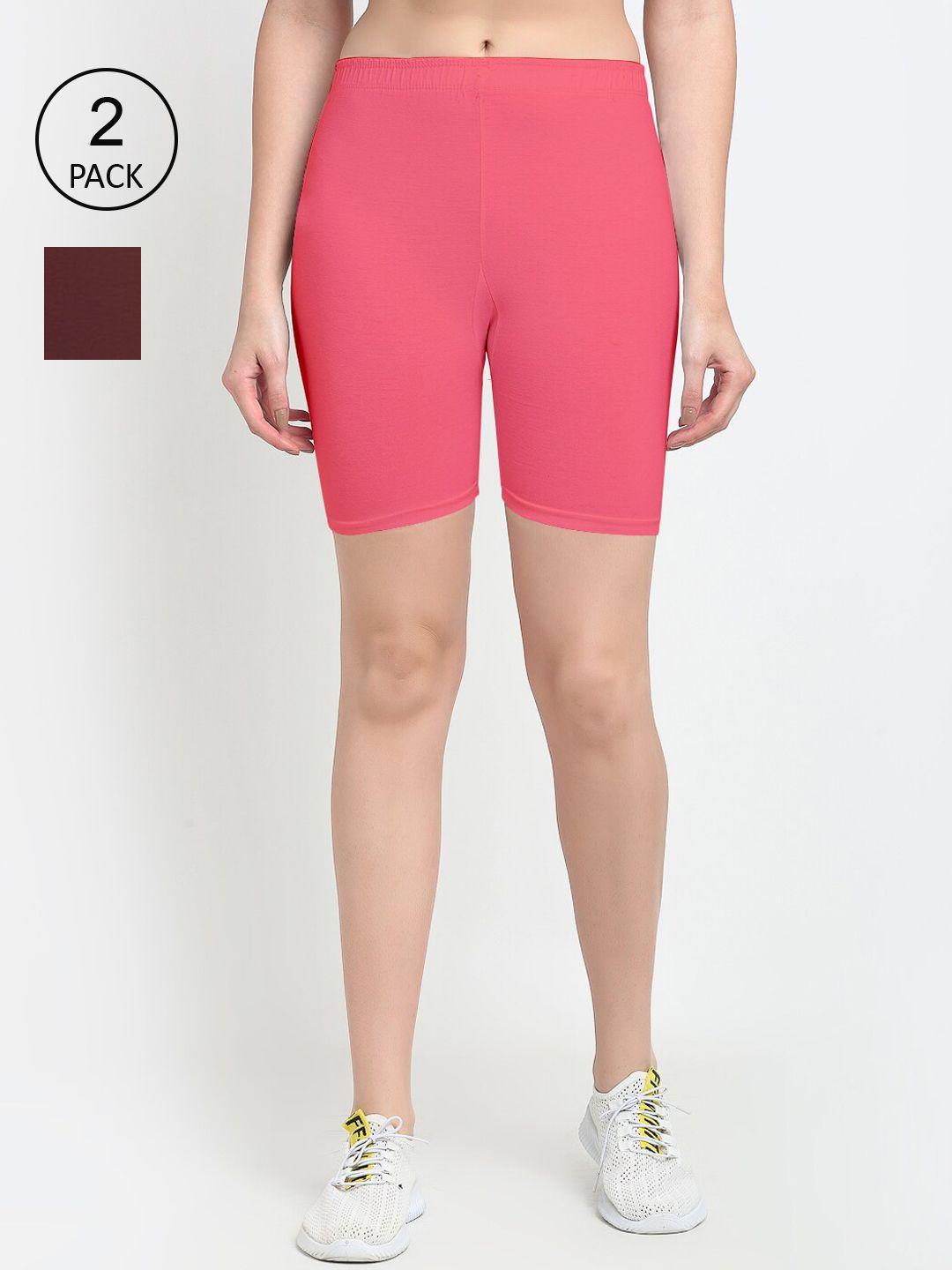 gracit-women-pack-of-2-coral-cycling-shorts