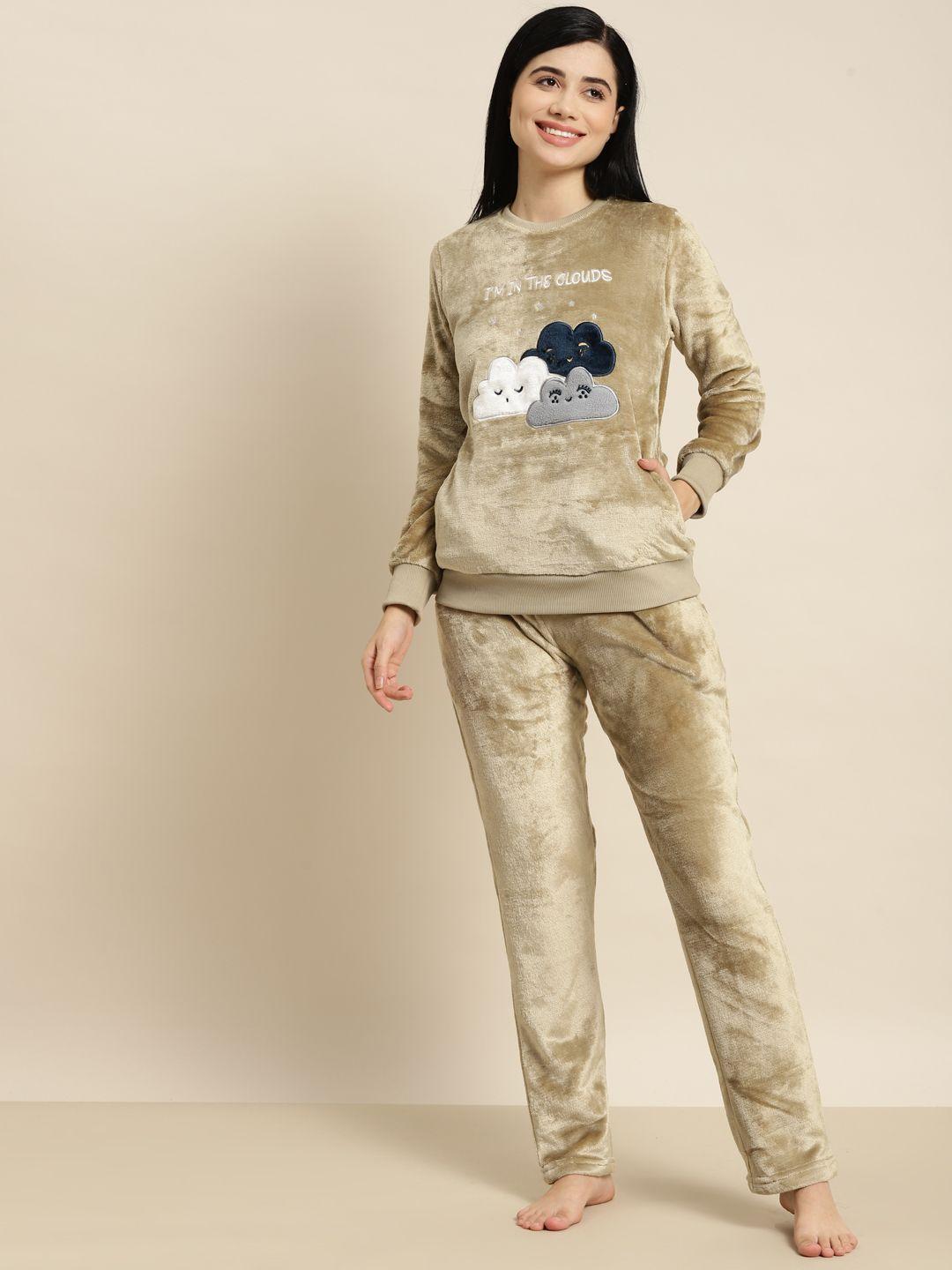 sweet-dreams-women-beige-printed-winter-pyjama-set