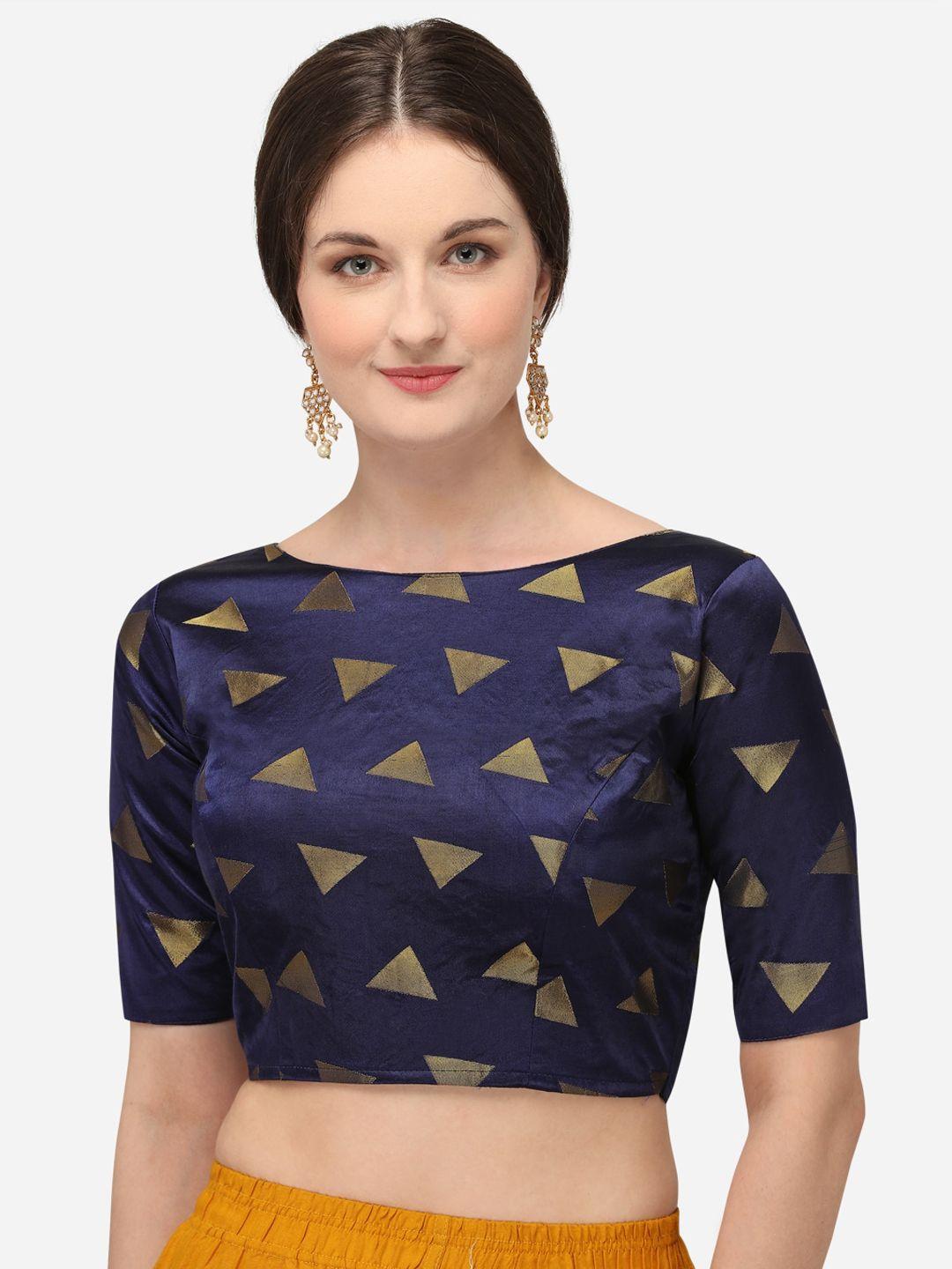 amrutam-fab--women-navy-blue-printed-silk-readymade-saree-blouse