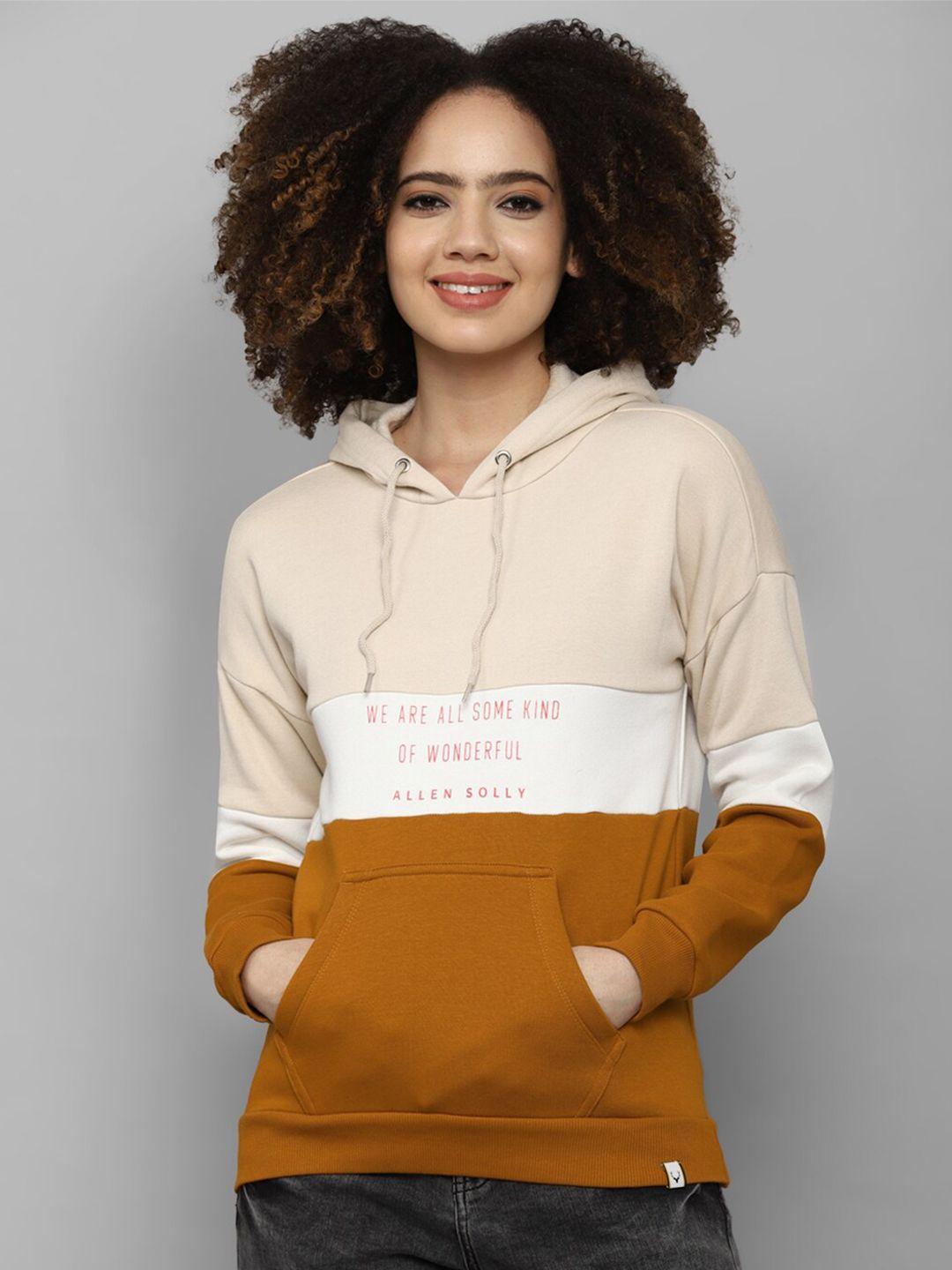 allen-solly-woman-women-beige-colourblocked-hooded-cotton-sweatshirt