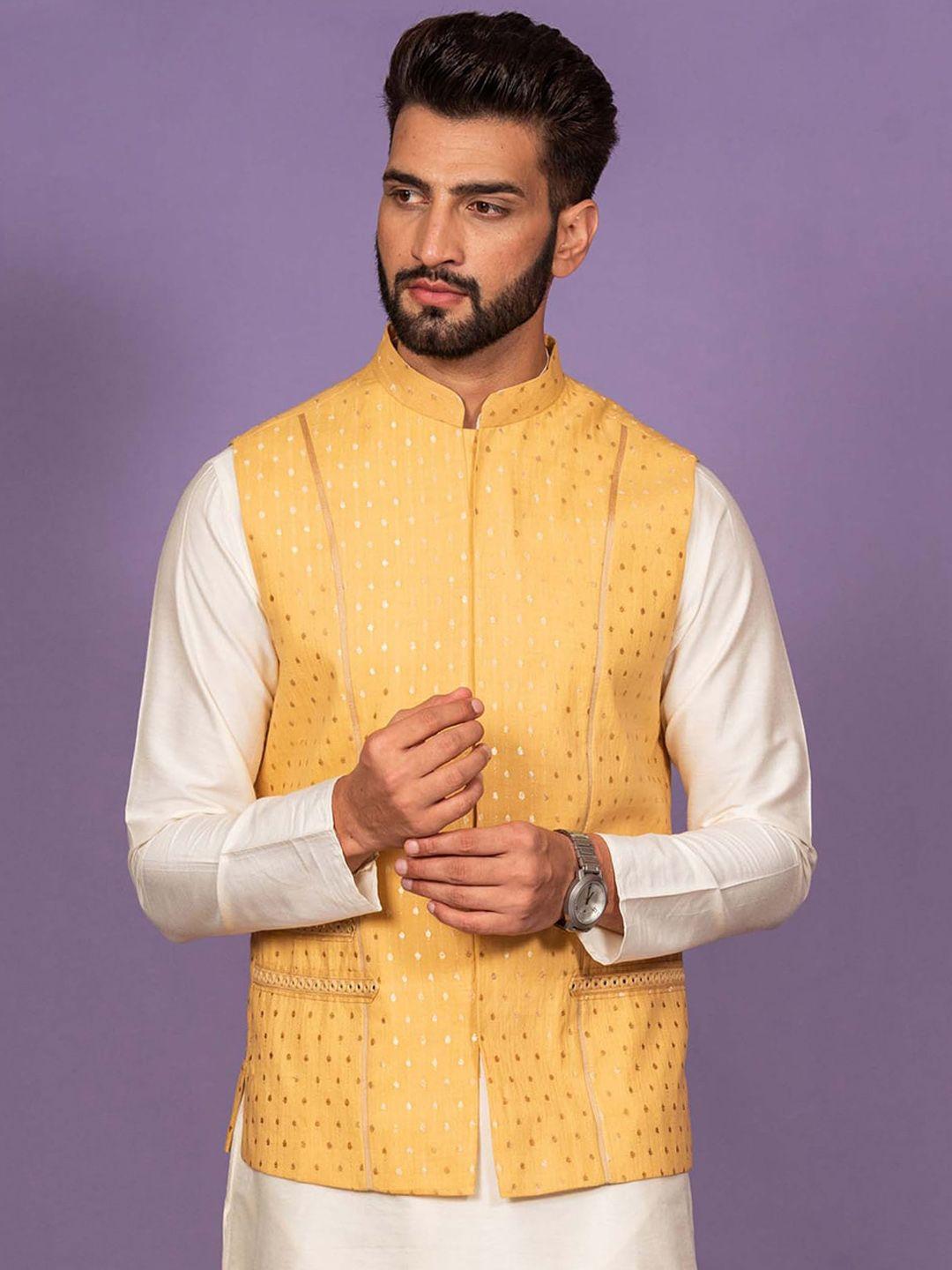 kisah-men-yellow-printed-nehru-jackets