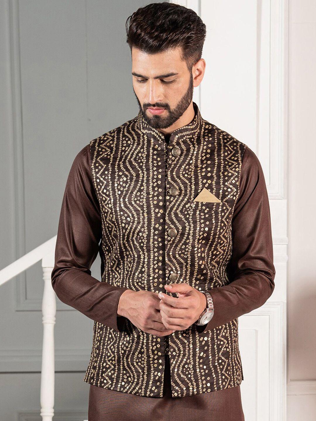 kisah-men-brown-printed-cotton-nehru-jacket