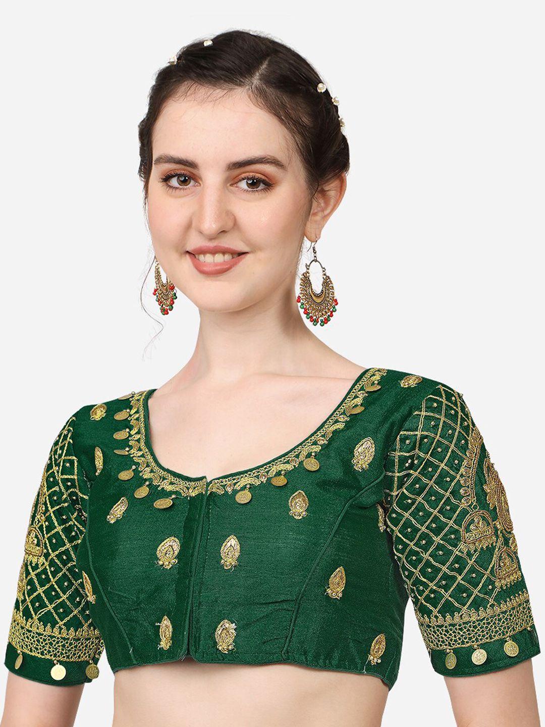 pujia-mills-women-green-embroidered-&-khatli-work-readymade-saree-blouse