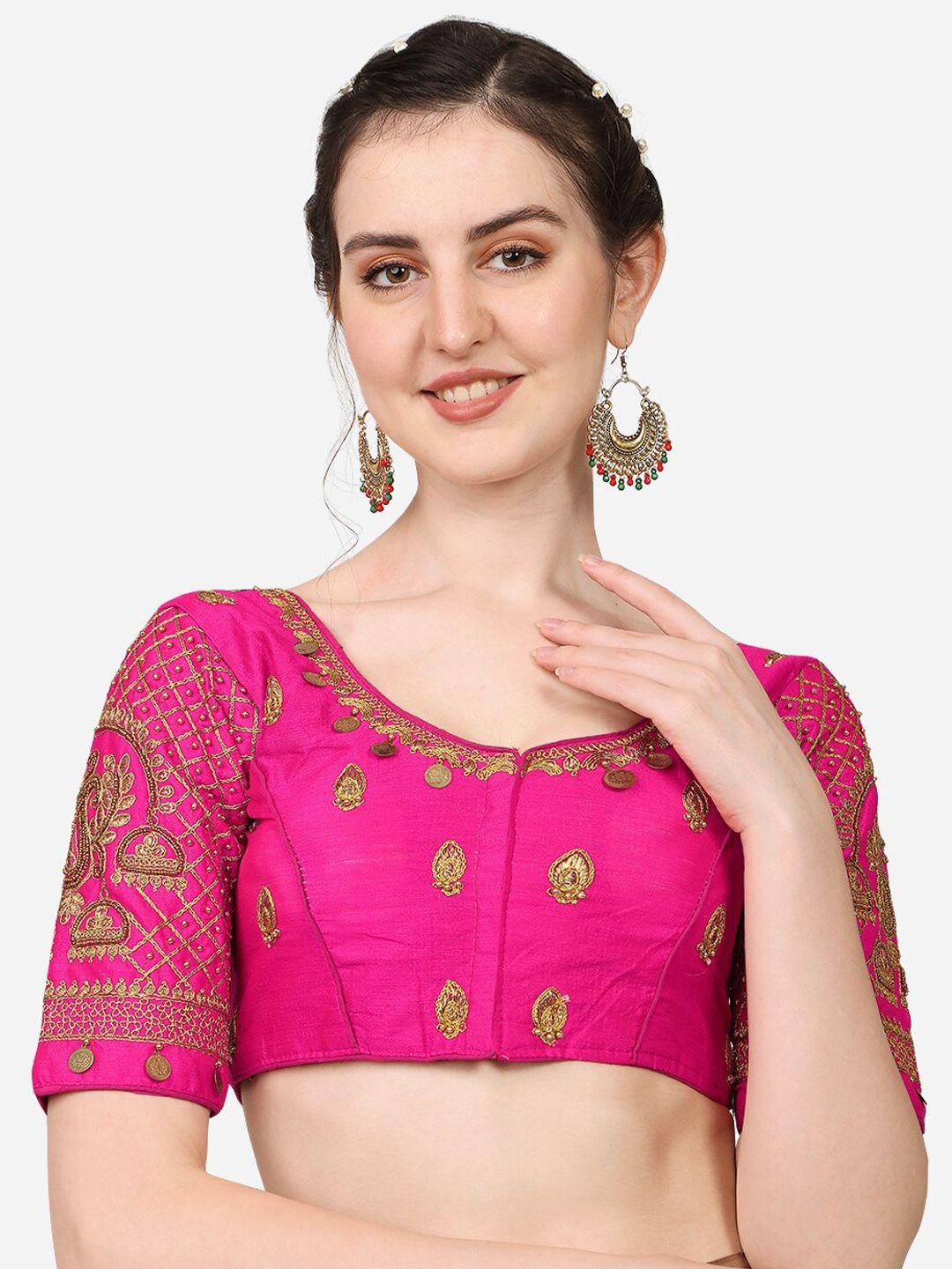 pujia-mills-women-pink-&-gold-embroidered-saree-blouse
