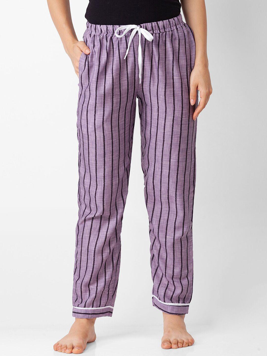 fashionrack-woman-grey-&-black-striped-lounge-pants