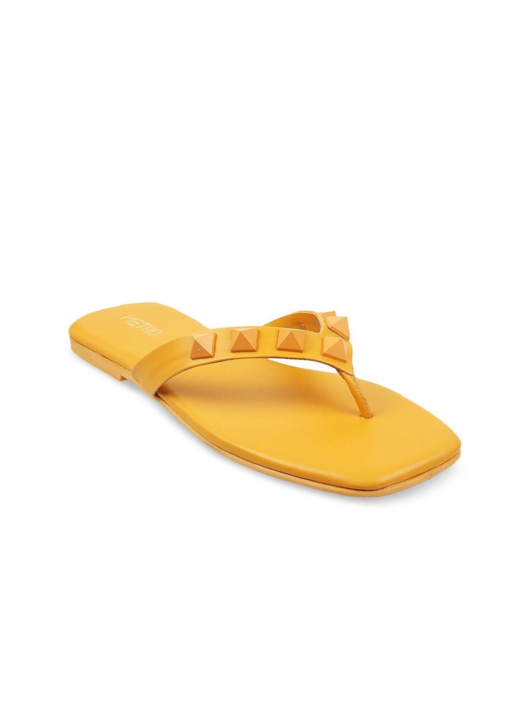 mochi-women-yellow-t-strap-flats