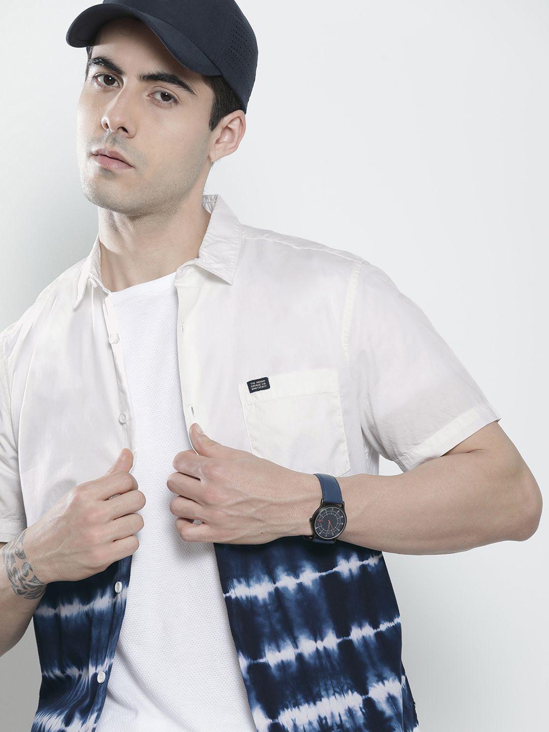 the-indian-garage-co-men-white-tie-&-dye-printed-casual-shirt